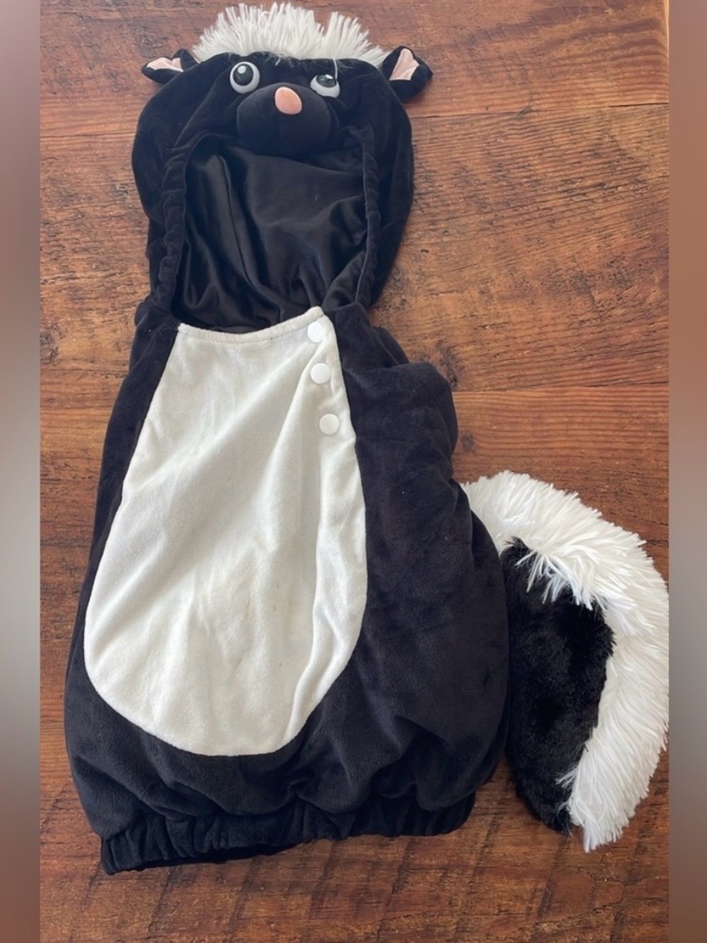 Kids Skunk Costume - Black and White Hooded Outfit